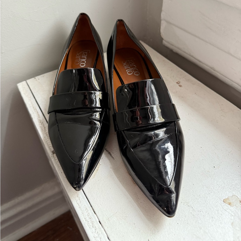 Franco Sarto Shiny Black Loafers Size 7